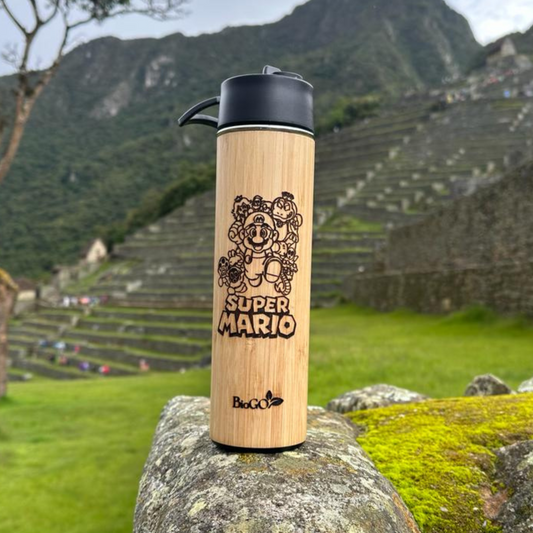 Botella Térmica Bambú con Tapa de Agarre - 550ML